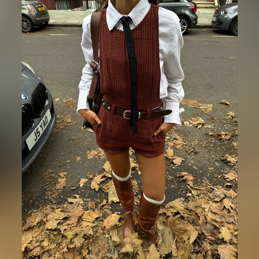 Free People Burgundy and Black Romper